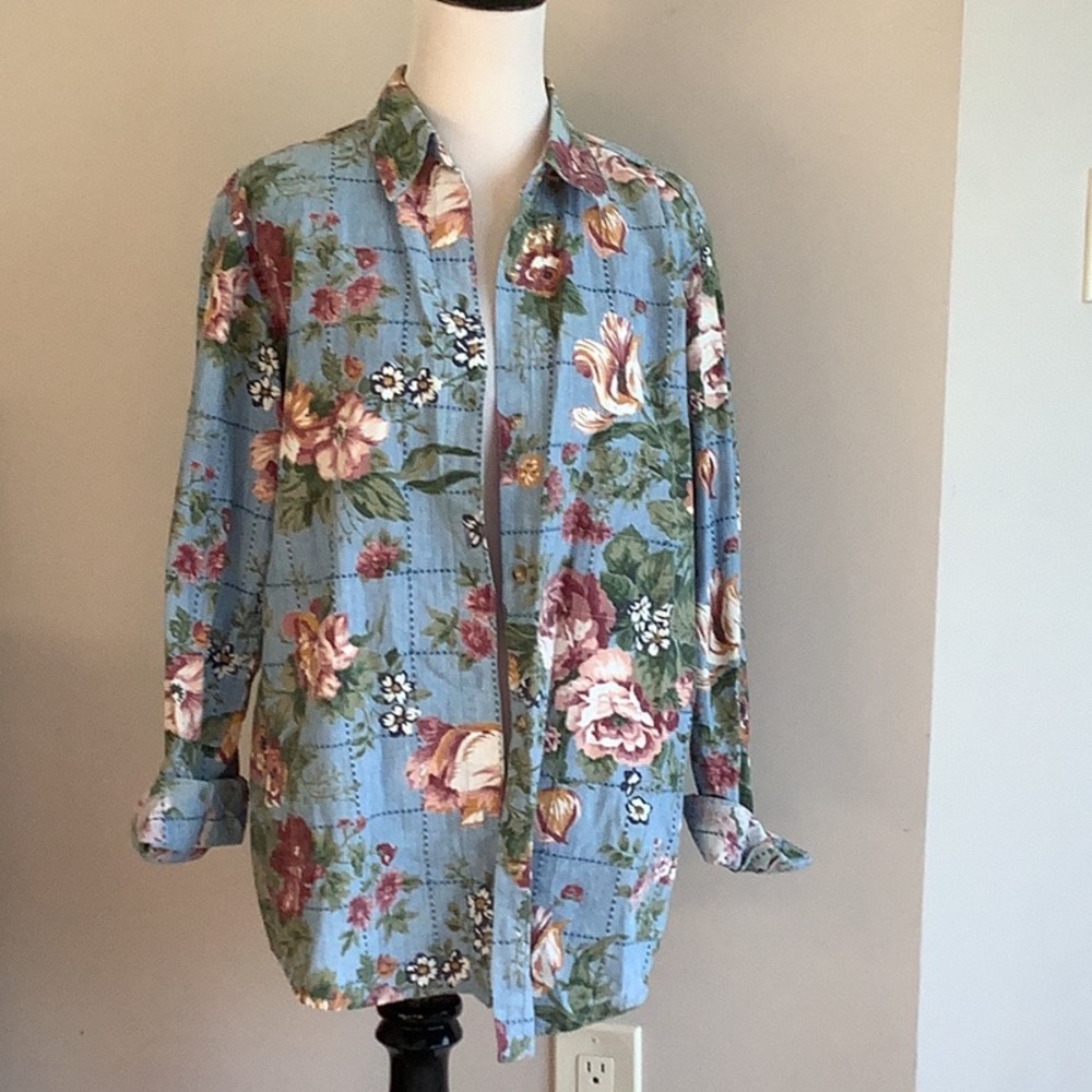 Women's Vintage Floral Shacket Jacket, Medium, 100% Cotton, NWOT